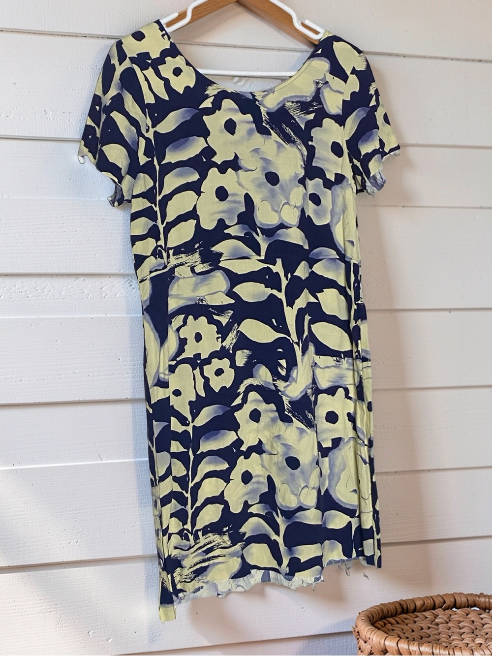 Jams World Vintage Abstract Floral Mini Dress Raw Hem Pockets Size Small
90s Art